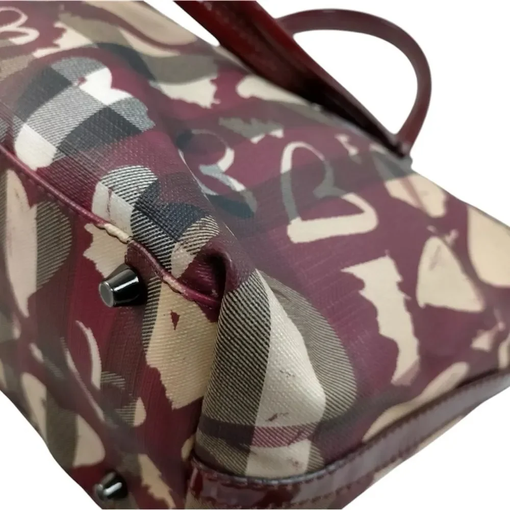 Burberry Ltd Edition Patent Painted Heart Supernova Coated Canvas Nickie Tote